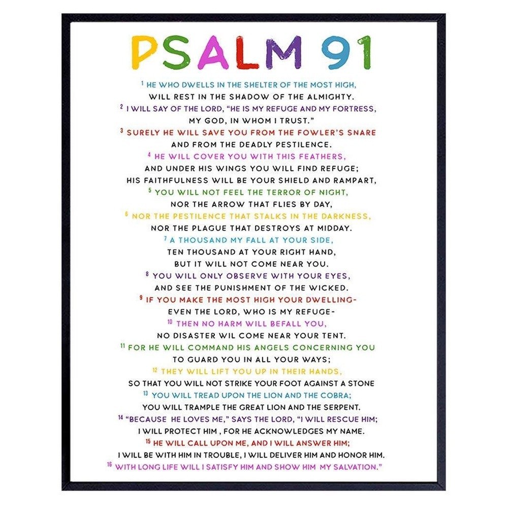 Wall Art Psalm 91 ศาสนา Decor 91st Psalm Art Scripture Decor Bible Verse Wall Art พระเจ้า Wall Decor