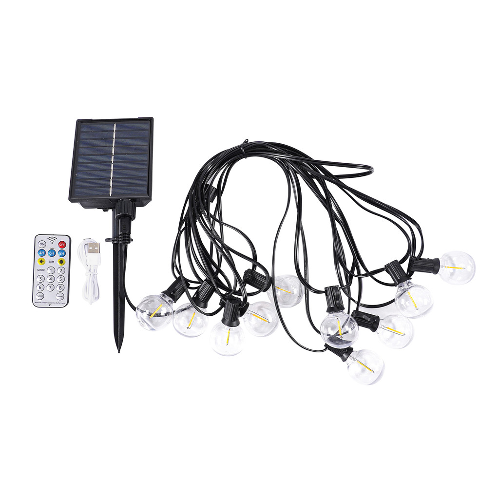 ชุดไฟระย้าโซลาร์พร้อมหลอด LED 10 ดวง G40 1W Warm White LUZINO รุ่น WL009 ยาว 7 เมตร