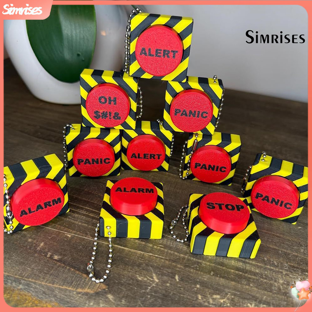 [simrises]Keychain Tactile Key Switch Sensory Stimulation 3D พิมพ์ปลายนิ้ว Clicker Big Red Stop Pani