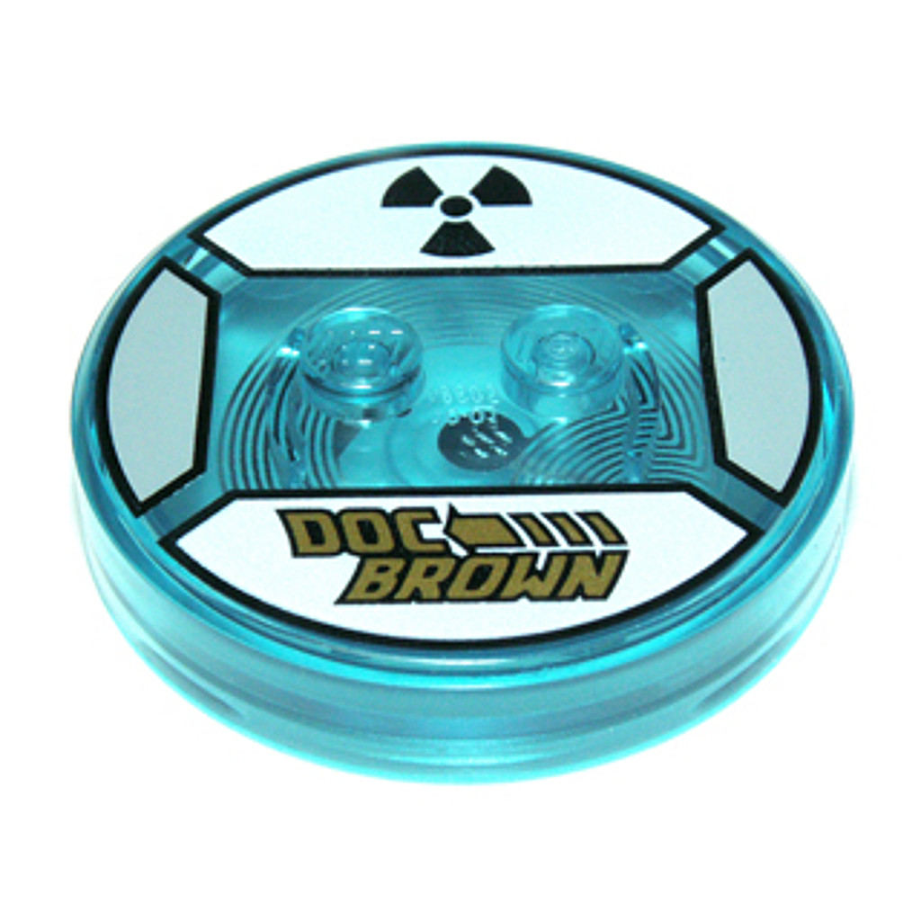 Brick2cube Part - Dimensions Toy Tag 4 x 4 x 2/3 with 2 Studs and Trans-Light Blue Bottom with Gold 