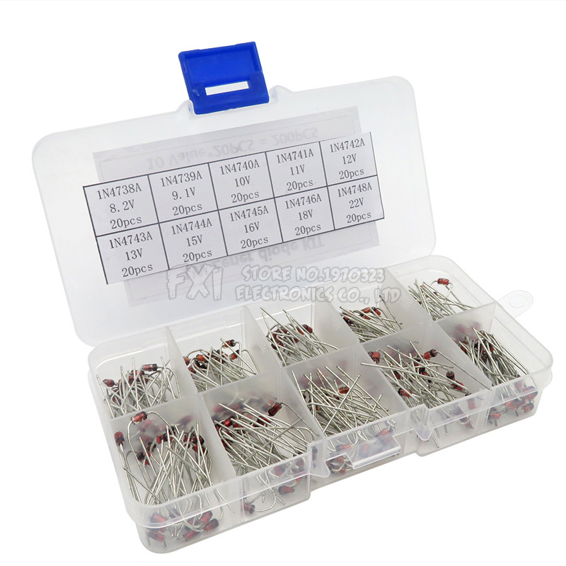 10 ค่า * 20PCS Zener Diode Assortment hjxrhgal diy ชุดอิเล็กทรอนิกส์แพ็ค 3.3V 3.6V 3.9V 4.3V 4.7V 5.