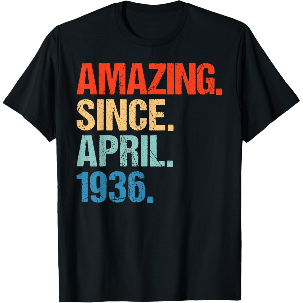 เสื้อยืดผ้าฝ้ายผู้ชาย Amazing ตั้งแต่เดือนเมษายน 1936 Retro Vintage 84th Birthday T-Shirt