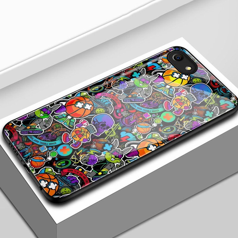 เคสสำหรับ OPPO A83 2018 A1 2018 เคสโทรศัพท์นามธรรมเปลือกแก้วกันกระแทก