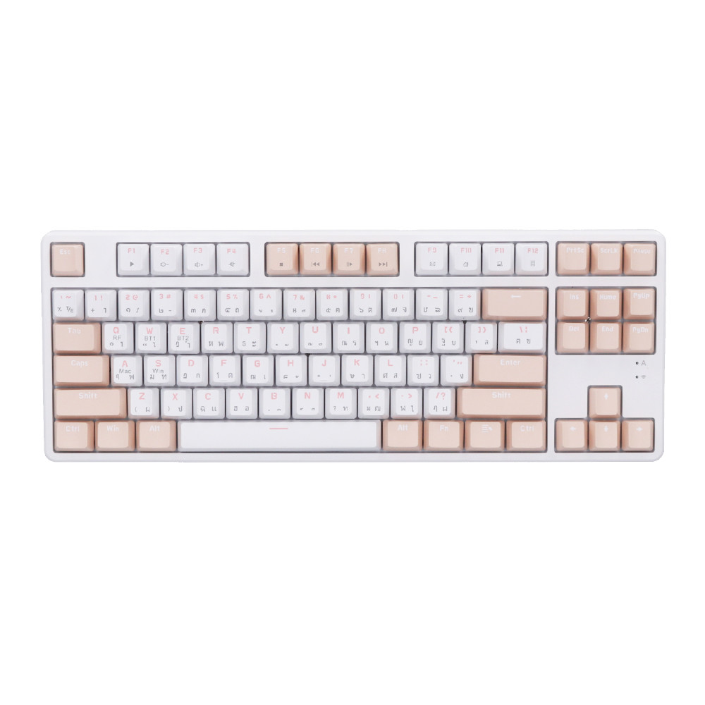WIRELESS KEYBOARD (คีย์บอร์ดไร้สาย) AJAZZ AK871 (WHITE TEA) (BLUE SWITCH NON-BACKLIT EN/TH) \