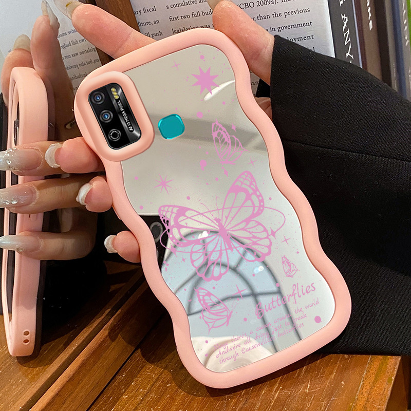 ปลอกสําหรับ Infinix Hot 9 Play Hot 10 Play Hot 11 Play Case Casing Butterfly Pattern Pink Line HP Ce