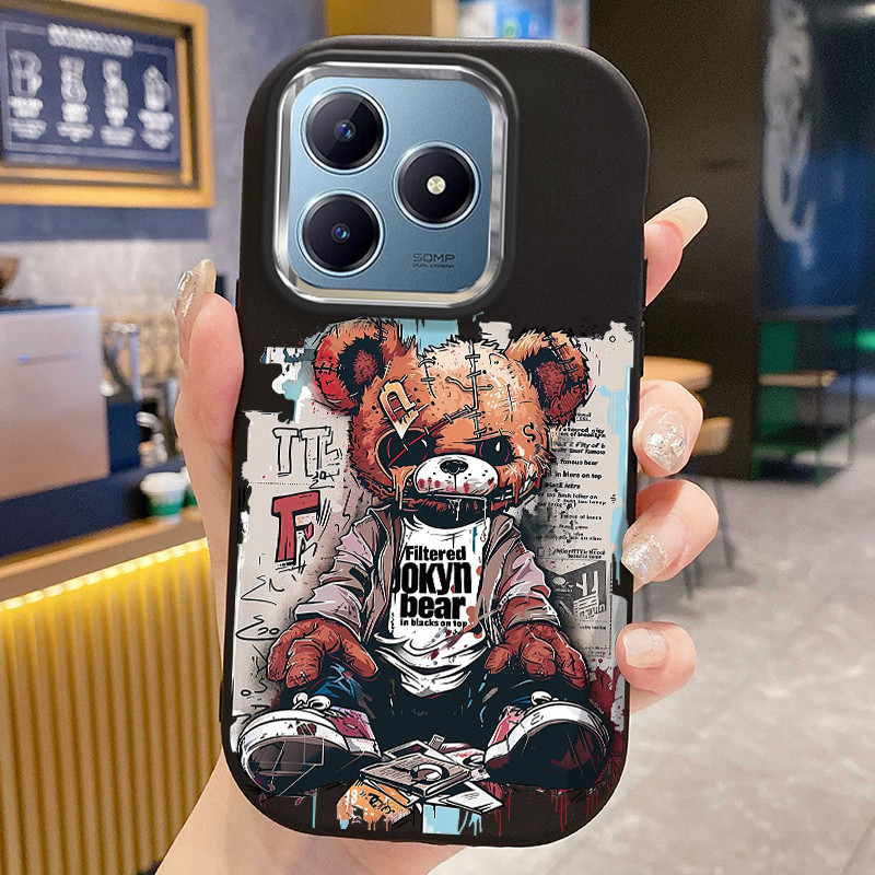 เคสสำหรับ Realme C63 C61 Narzo N63 Narzo N61 Note 60 Note 60X เคสโทรศัพท์หมีกันกระแทกกลมและอ้วน