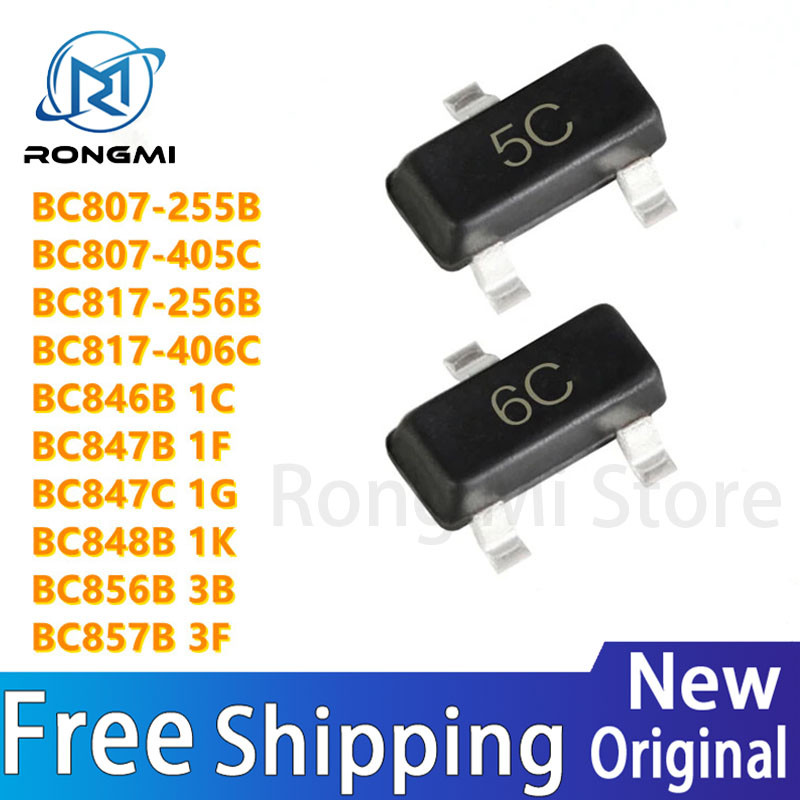 100 ชิ้นใหม่ BC807-25 5B BC807-40 5C BC817-25 6B BC817-40 6C BC846B 1C BC847B 1F BC847C 1G BC848B 3B