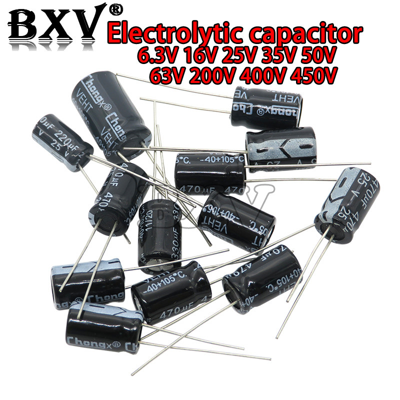 ตัวเก็บประจุอิเล็กโทรลีติคใหม่ 6.3V 16V 25V 35V 50V 63V 200V 400V 450V 10UF 22UF 47UF 100UF 220UF 33