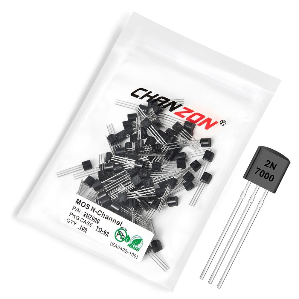 100pcs 2N7000 TO-92 N-Channel Mosfet Bi Junction ทรานซิสเตอร์ BJT SIC Mos Fets Triode หลอด 200mA 60V