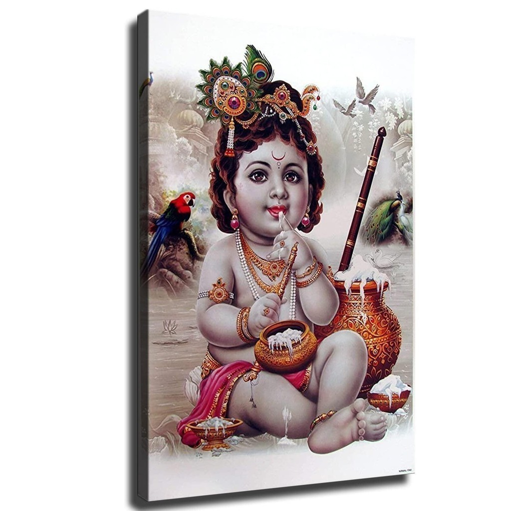 Lord Krishna,Shree Krishna,Baby Krishna,sri Kristhna โปสเตอร์ตกแต่งบ้านผ้าใบภาพวาด HD