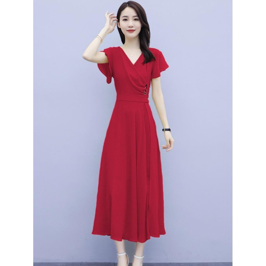 Choice - ชุดเดรสผ้าชีฟองแขนสั้นผู้หญิงสไตล์เกาหลีล่าสุด - Jfashion Dyah