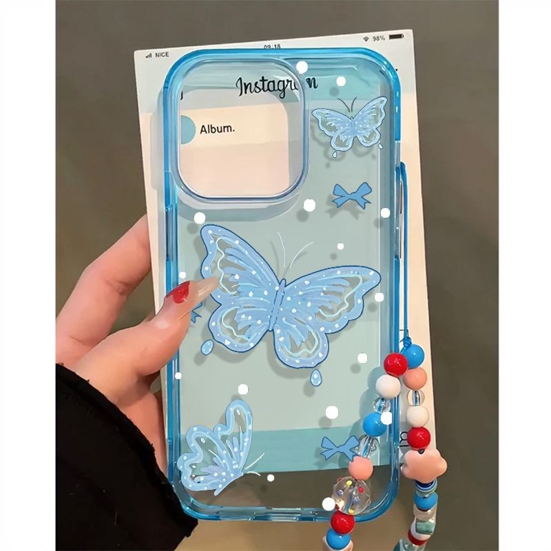 Blue Butterfly Aesthetic Case Vivo Y21D Z10R 5G V60 Lite Y400 Y19S Pro Y28 Y29 5G V50 Lite V60 Y20 Y