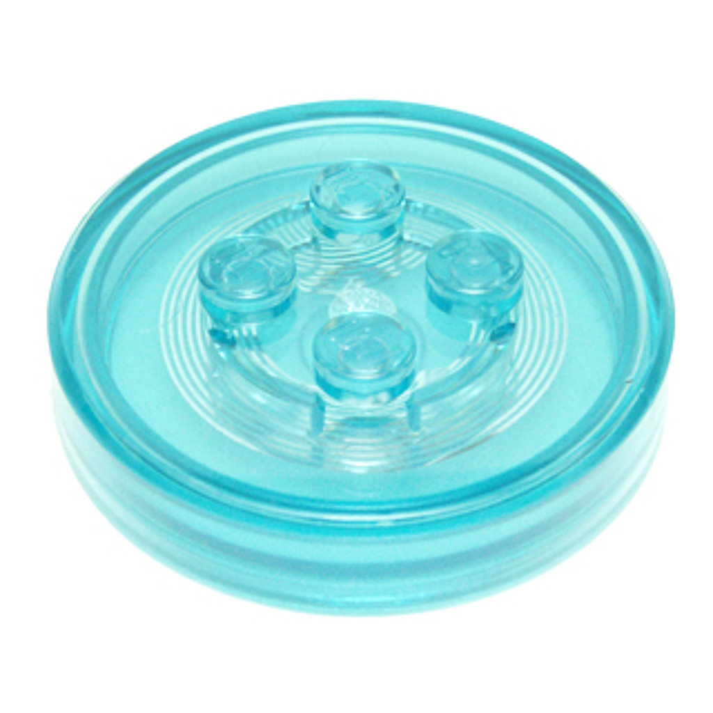 Brick2cube Part - Dimensions Toy Tag 4 x 4 x 2/3 with 4 Studs and Trans-Light Blue Bottom (Generic f