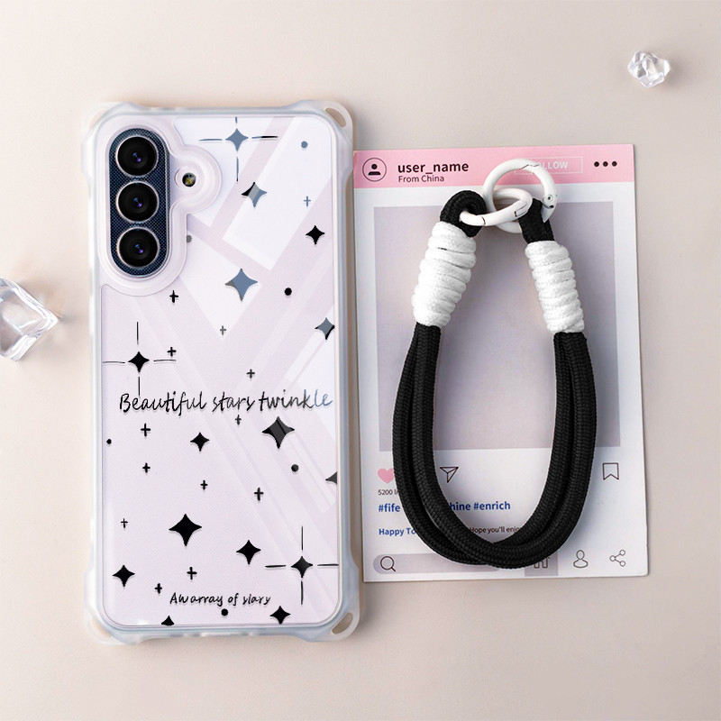 HP GANTUNGAN Glitter Star-Starเคสโทรศัพท์+HangerสําหรับInfinix Smart 10 9 8 Tecno Spark Go 1 1 1S Go