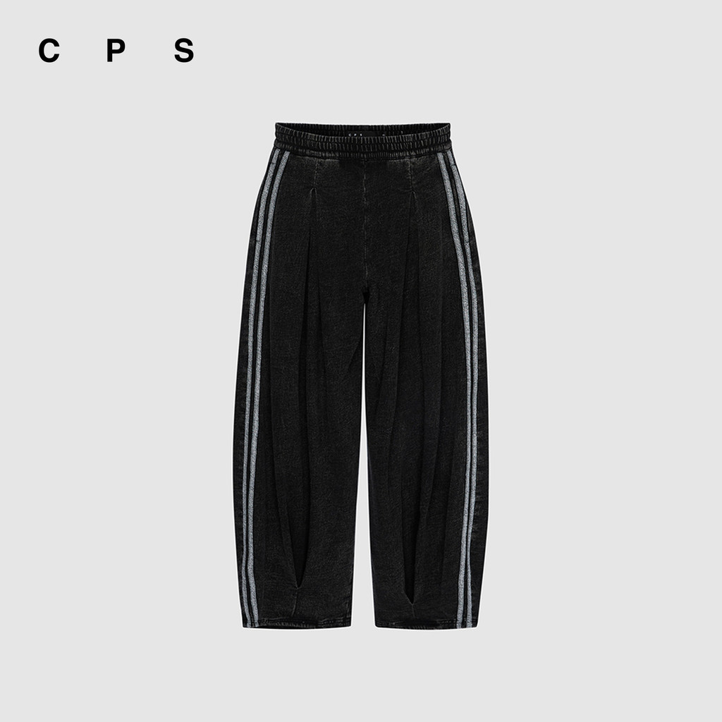CPS กางเกงทรงบอลลูนสีดำแต่งแถบข้าง ผู้หญิง BLACK BUBBLE TRACK PANTS รุ่น C26SGWE029 (AW26#CO)