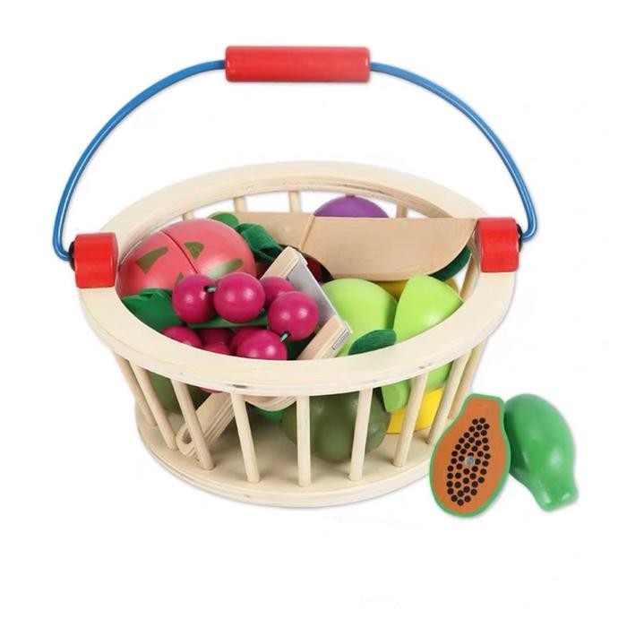 FRUIT BASKET ROUND FRUIT TOY ROUND BASKET EDUCATIONAL WOODEN TOY CODE 994