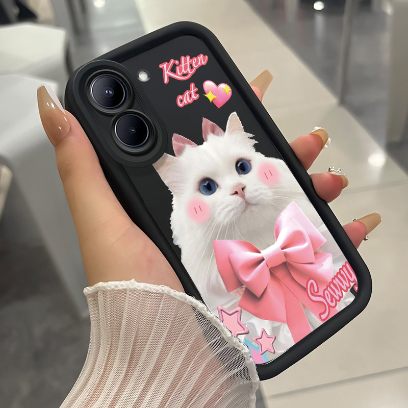 เคสสำหรับ Realme C33 เคสโทรศัพท์แมวสามสีซิลิโคนกันกระแทก