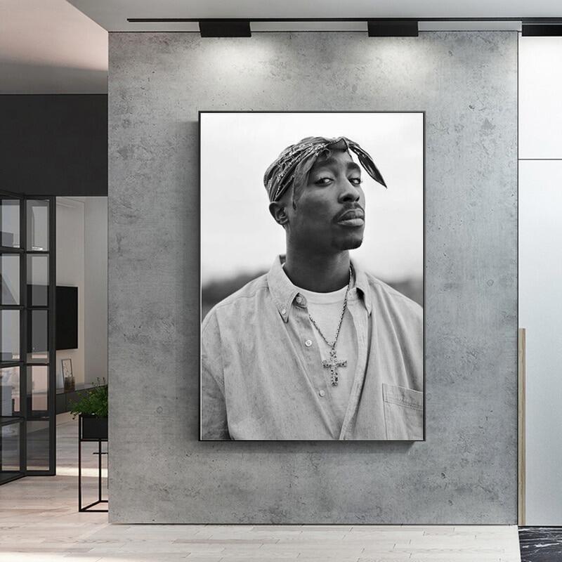 Tupac Shakur 2pac ภาพวาดผ้าใบ Rapper Star โปสเตอร์ Hip Hop Art ภาพวาด Moder Wall Decor โปสเตอร์ 0316