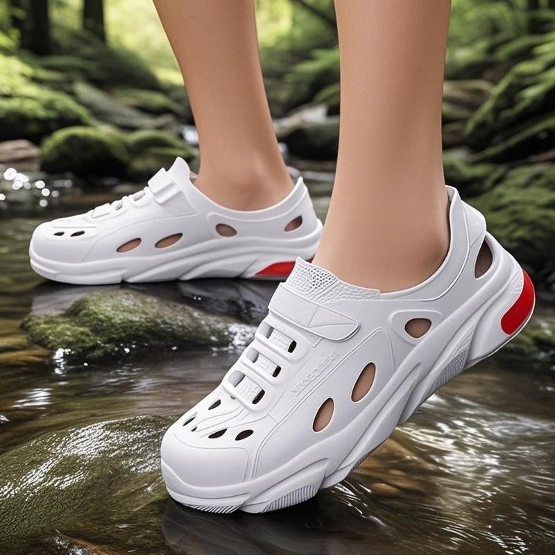 TIKP3 รองเท้าแตะ กลางแจ้ง ดีไซน์ทูโทน เดินป่า หนาพื้น เบา สบาย ระบายอากาศ วัสดุ EVA1756890991580