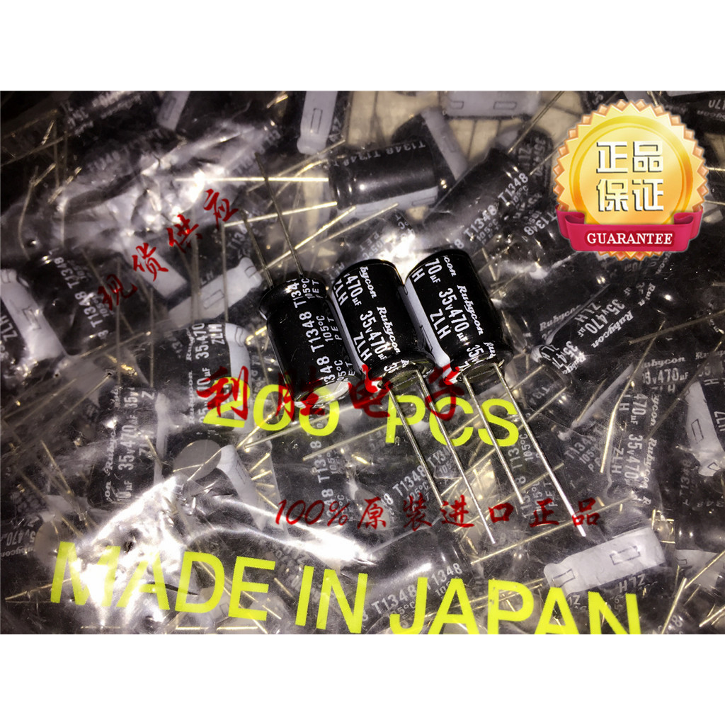 6PCS 470UF 35V ญี่ปุ่น Rubycon Electrolytic Capacitor 35V470UF 10 * 16 ZLH ความถี่สูงความต้านทานต่ํา