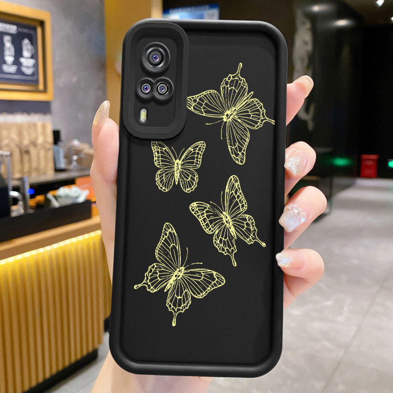 เคส Hp สําหรับ VIVO Y51 2020 Y31 2021 Y51A 2021 Y53s Y33 เคส Hp Casing butterfly pattern yellow HP C