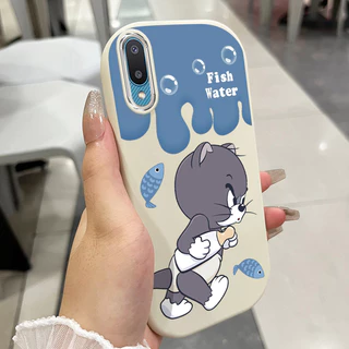 เคสสำหรับ Samsung Galaxy A02 M02 เคสโทรศัพท์แมวที่น่ารักและหนูกันกระแทกกลมและอ้วน