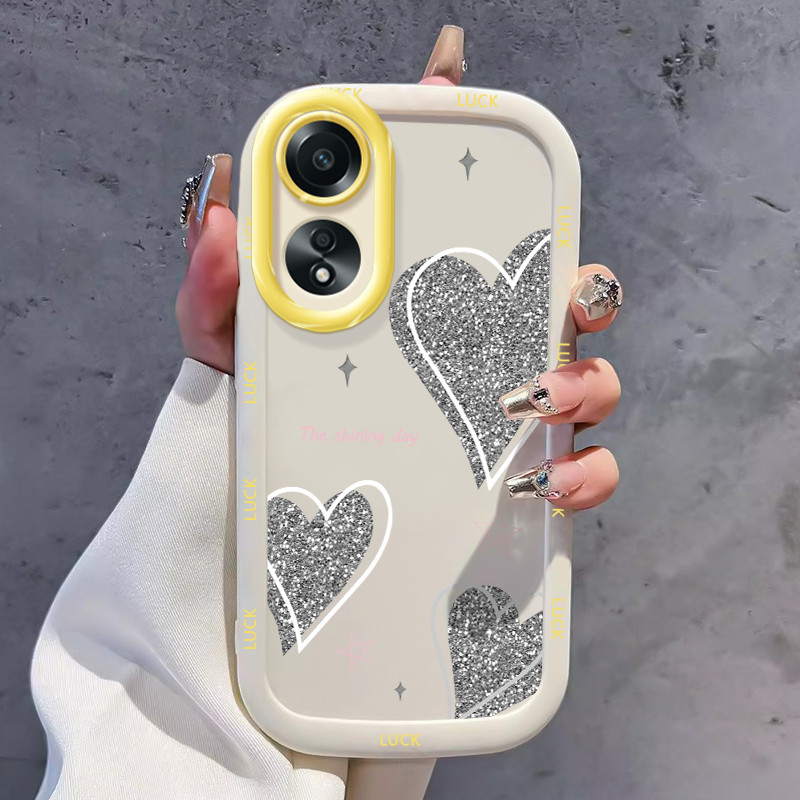 เคสสำหรับ OPPO A58 4G A58 5G A58X 5G A78 5G A1X 5G A2X 5G เคสโทรศัพท์ดาวรูปหัวใจมันวาวซิลิโคนกันกระแ