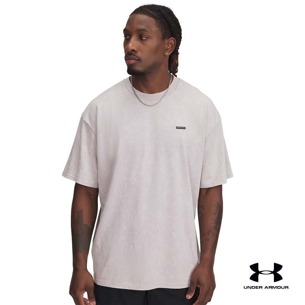 Under Armour เสื้อแขนสั้นโอเวอร์ไซส์สำหรับผู้ชาย UA Heavyweight Logo Wash