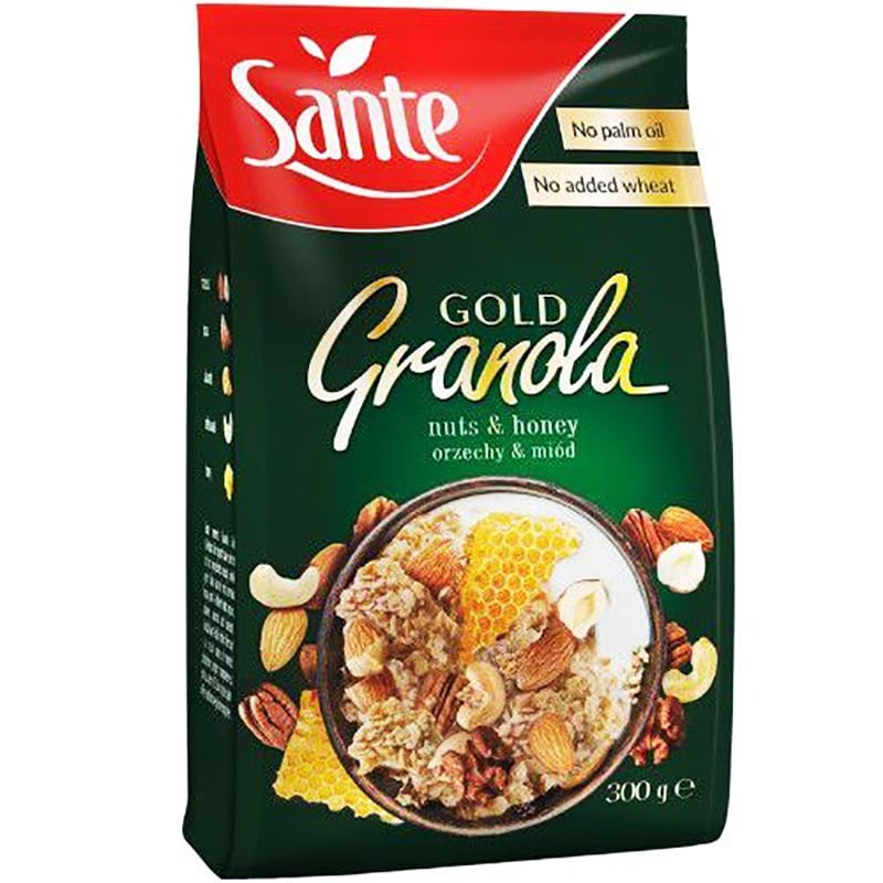 SANTE ซานเต้กราโนล่าโกลด์ผสมถั่วและน้ำผึ้ง 300กรัม [5900617037152]