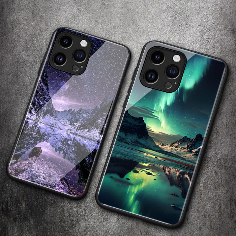 เคสสำหรับ VIVO Y72 5G Y52 5G Y75s 5G Y53s 5G Y76 5G เคสโทรศัพท์กันรอยขีดข่วนกระจกลายภูเขาหิมะออโรร่าแบบมีลักษณะเฉพาะตัว - รูปที่ 5