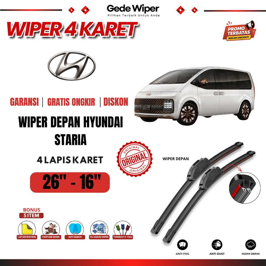 ที่ปัดน้ําฝนกระจกรถยนต์ Hyundai Staria Quad ฟรี 5 โบนัส
