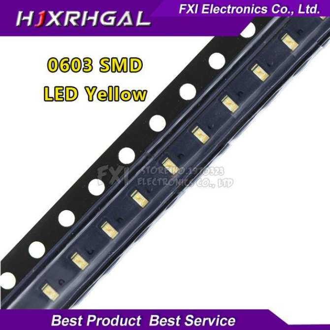 100 ชิ้นสีเหลือง 0603 ไฟ LED SMD ใหม่ต้นฉบับ