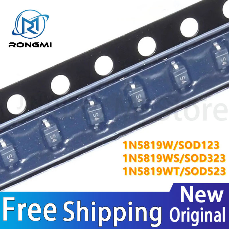 100 ชิ้น 1N5819 1N5819W SOD123 1N5819WS SOD323 1N5819WT SOD523 หน้าจอ T4 S4 SMD ไดโอดชิปขายส่ง