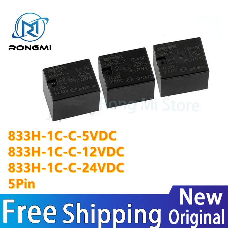 . 5 ชิ้น 833H-1C-C-5VDC 833H-1C-C-12VDC 833H-1C-C-24VDC 833H-1C- 5VDC 12VDC 24VDC 5Pin ในสต็อกขายส่ง