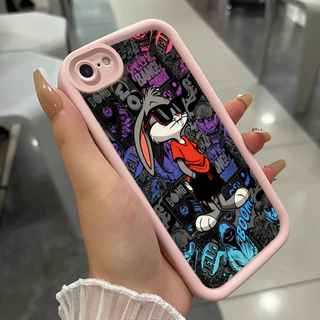 เคสสำหรับ iPhone 6 Plus 6s Plus 7 Plus 8 Plus SE 2020 X Xr Xs Max เคสโทรศัพท์กระต่ายสามสีซิลิโคนกันกระแทก