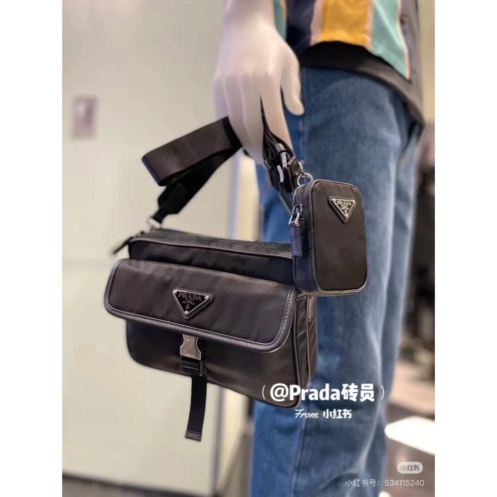 Logoy Leather Recycled Nylon Messenger Bag