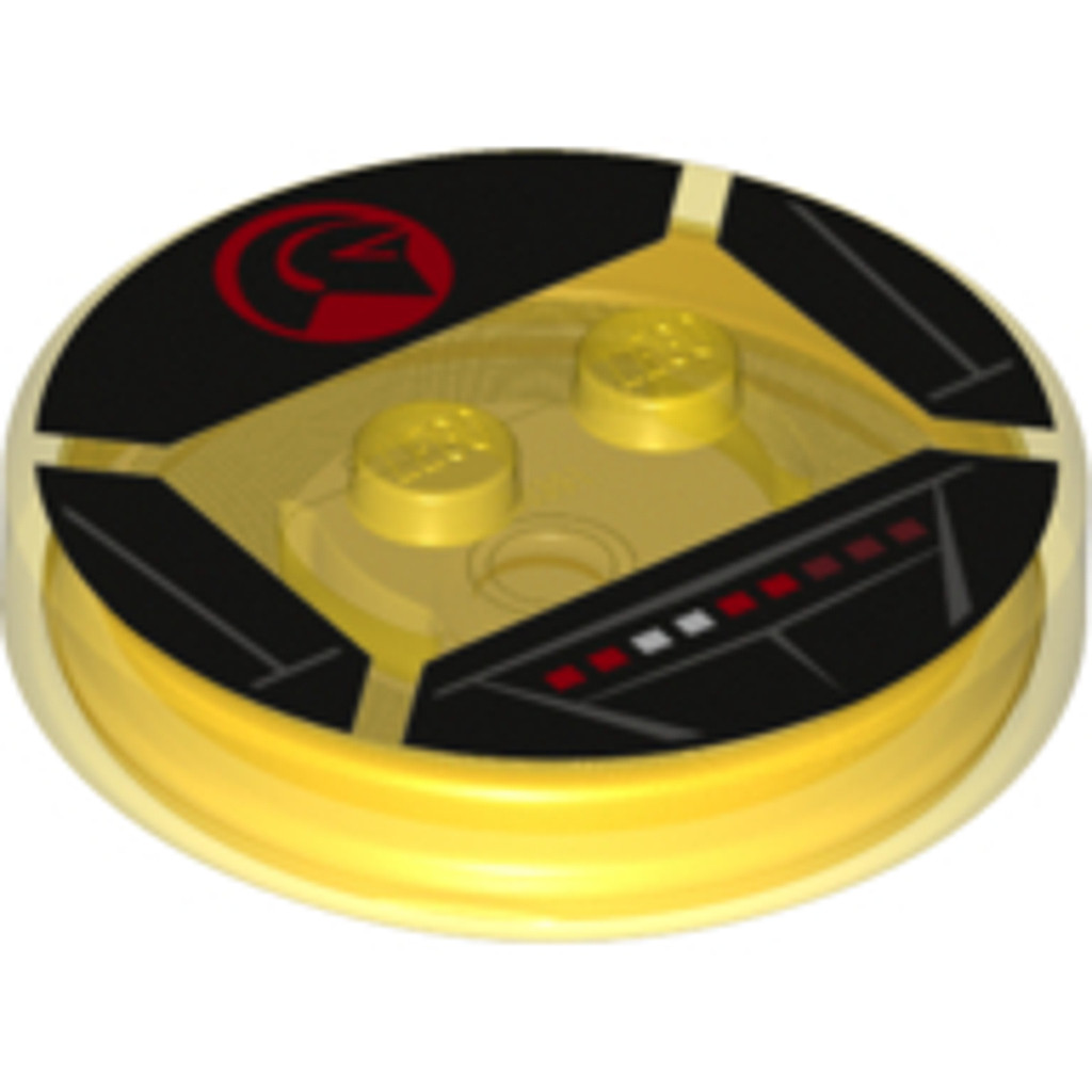 Brick2cube Part - Dimensions Toy Tag 4 x 4 x 2/3 with 2 Studs and Trans-Orange Bottom with Red and W