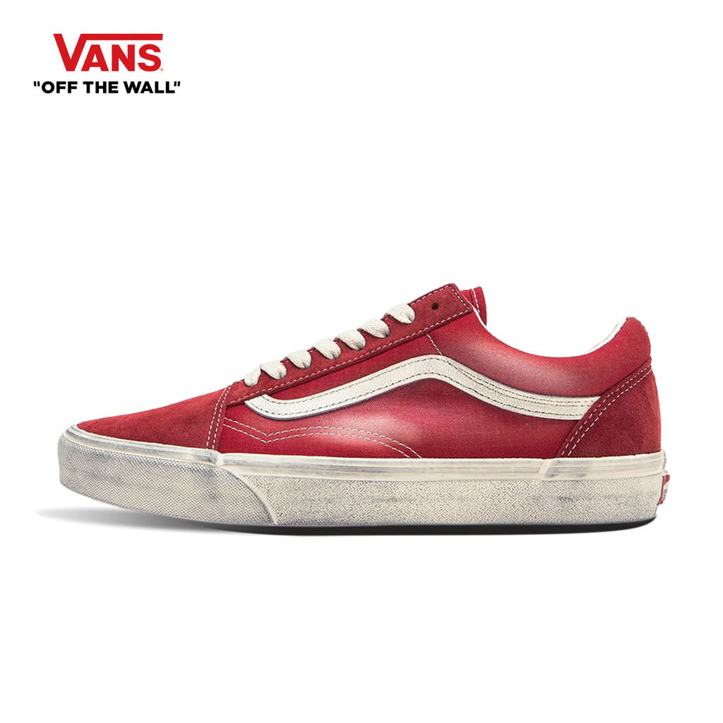 VANS OLD SKOOL - WAVE WASHED RED รองเท้าผ้าใบ แวนส์ ผู้ชาย ผู้หญิง