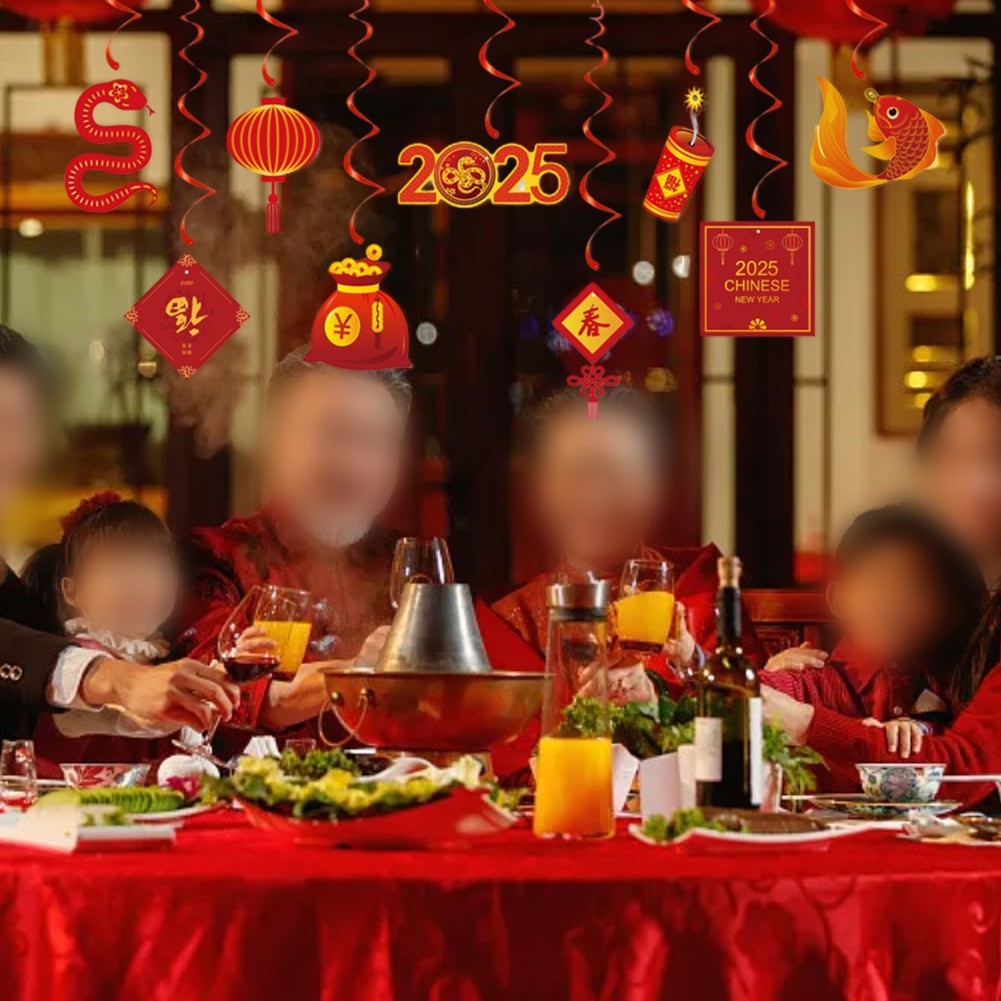 L-HOTFestive 9 ชิ้นชุดตกแต่งตรุษจีน - Bring Luck & Joy สําหรับ 2025!