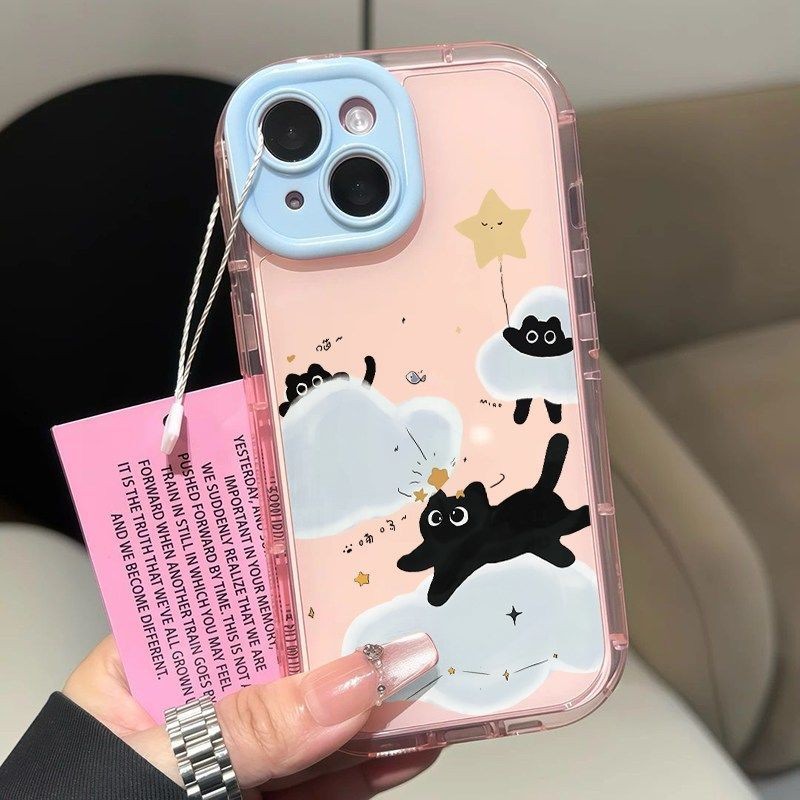 สีสันแมววิ่ง Cloud Case Oppo A6 Pro A5X A5I A3X Reno 14F 14 Pro 5G5 5G A33A16 A9 2020 A52 A72 A3S A3