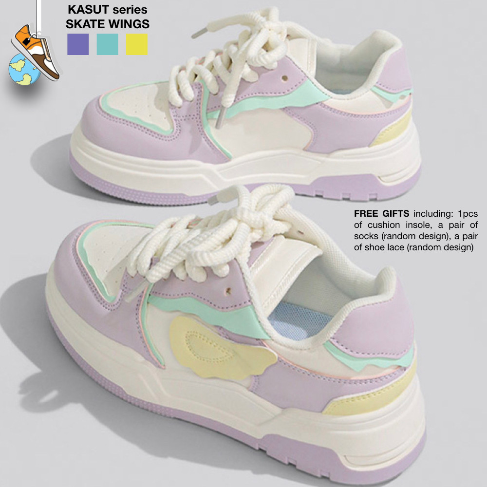 ทาโล👸🏻👟CN 36-40 สีม่วงสีเหลืองน่ารัก SNEAKER ยางรองเท้าสบายผู้หญิง lady FASHION FOOT WEAR