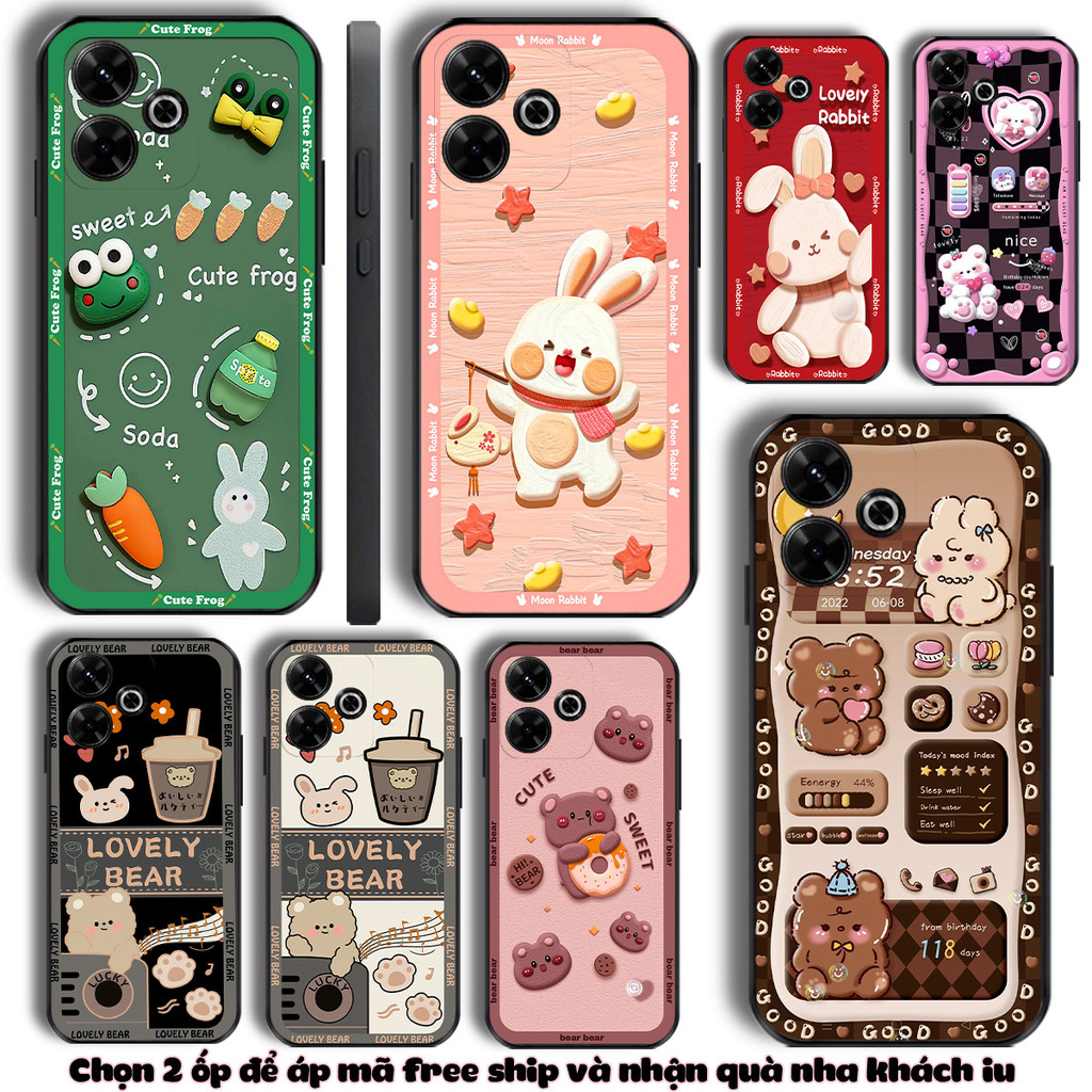 สําหรับ Redmi 13 Redmi 12 12r Turbo 3 5G Redmi หมายเหตุ 13R Redmi 13r 13C 5G น่ารักกบสีเขียวหมีเค้ก