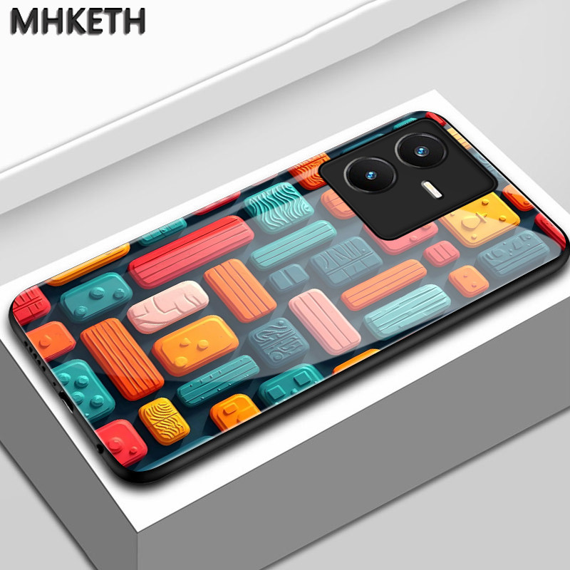 เคสสำหรับ VIVO Y22 Y22s เคสโทรศัพท์คลุมหลังกระจกดีไซน์ทันสมัย