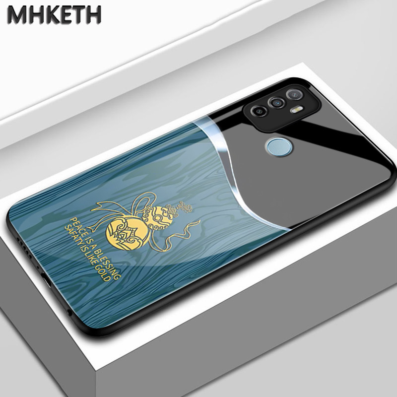 เคสสำหรับ OPPO A53 2020 A33 2020 A32 A53s A11s เคสโทรศัพท์แก้วคุณภาพสูงพร้อมฝาครอบป้องกันดีไซน์ทรงน้ำเต้าส่วนตัว