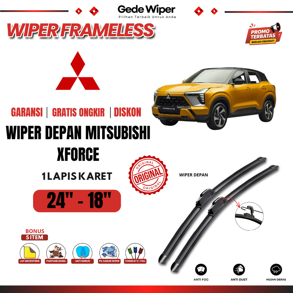 ที่ปัดน้ําฝนกระจกรถยนต์ Mitsubishi XForce Frameless ฟรี 5 โบนัส