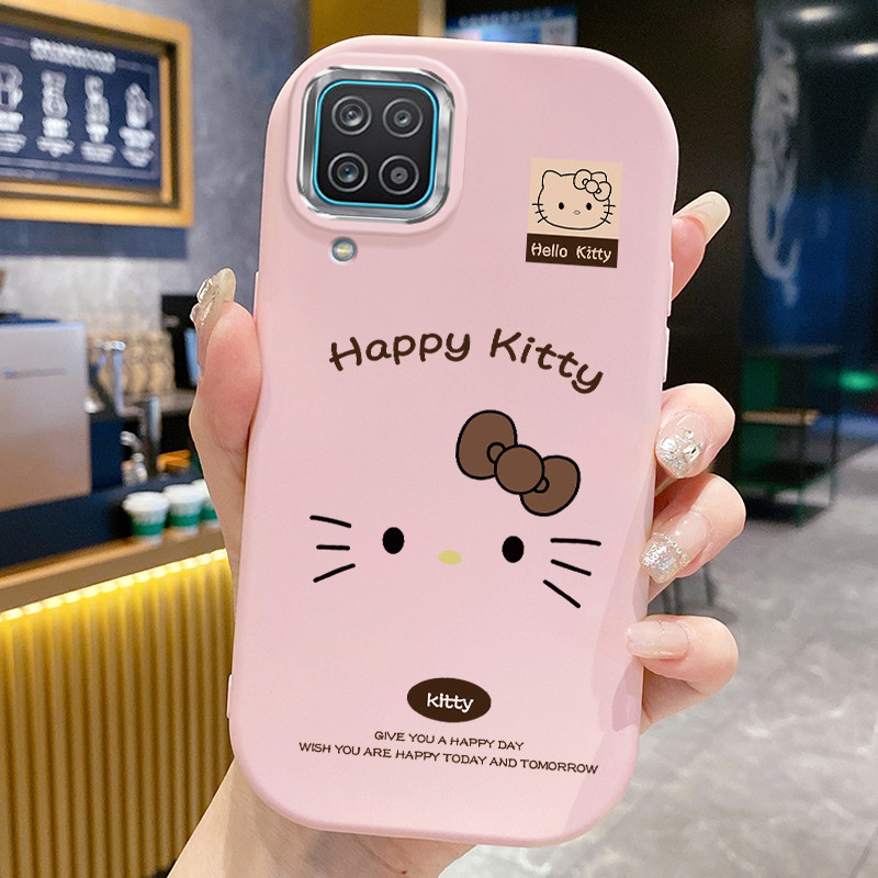 เคสสำหรับ Samsung Galaxy A12 4G A12 5G A22 4G M12 F12 เคสโทรศัพท์แมวที่น่ารักกันกระแทกกลมและอ้วน