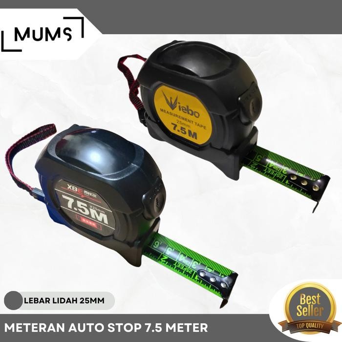 WHOLESALE เทปวัดอัตโนมัติ Auto Stop Autostop 7.5 เมตร x 25 มม. PVC Meter Auto Stop iebo 7.5 เมตรสีดํ