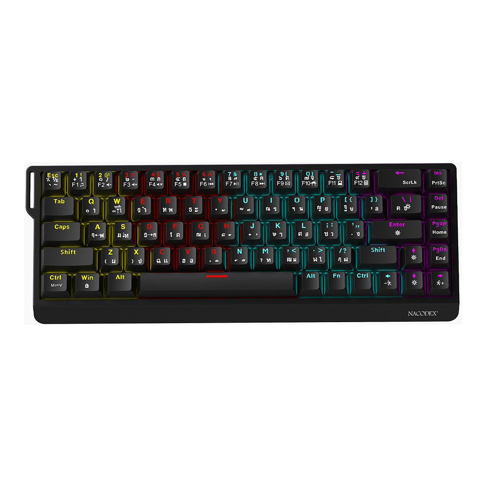 KEYBOARD (คีย์บอร์ด) AJAZZ NK68 V2 - RED SWITCH RAINBOW LED EN/TH BLACK +++