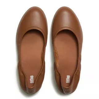FITFLOP EVERYDAY FLOW FLOWFORM LEATHER BALLERINA รองเท้าทรงบัลเล่ต์ผู้หญิง รุ่น A7G-592 สี BROWN