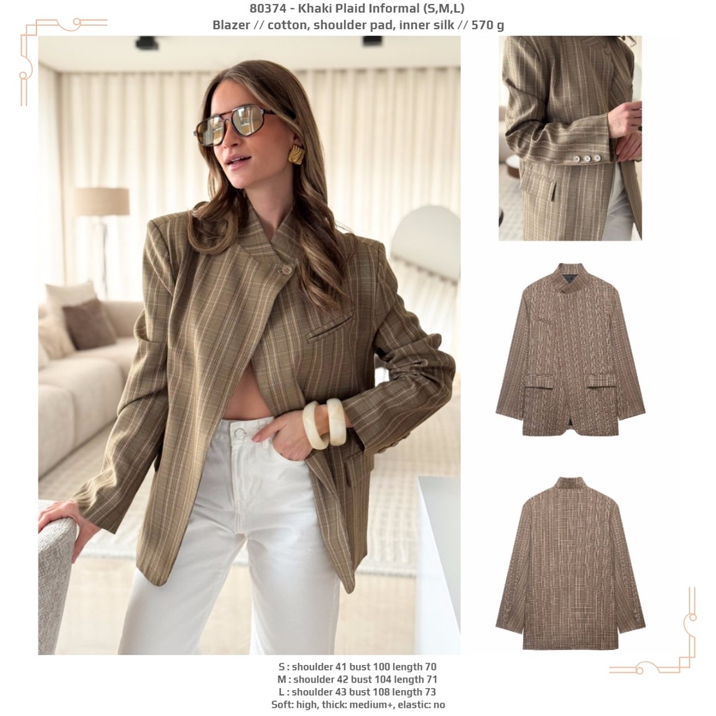 Khaki Plaid Inforsal Blazer 80374 (TENC)